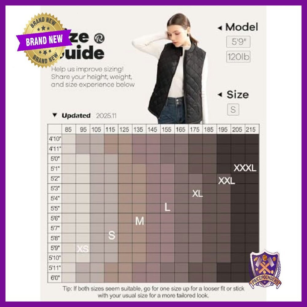 Quilted Puffer Vest Water-Resistant Zip Pockets Lightweight Women's - Picture 7 of 8